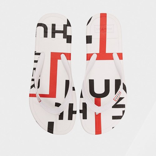 Hunter Original Exploded Logo Flip Flops For Womens - NZ J5279